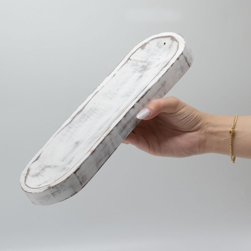 Stor Rökelsebricka 30x10cm - Klassisk Vittvättad