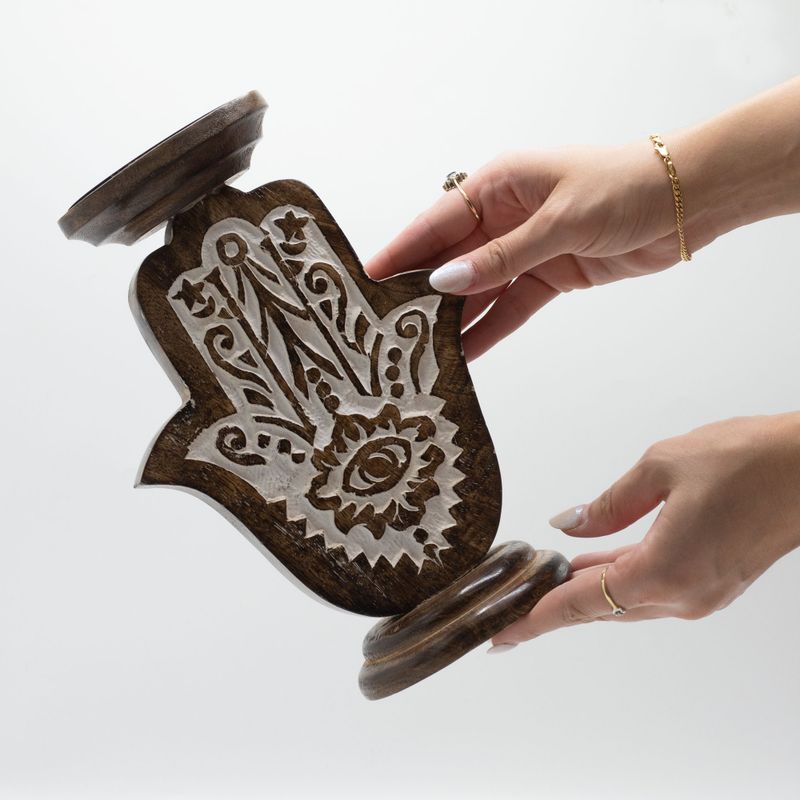 Ljushållare i Mangoträ - Hamsa - Stor 25x18cm