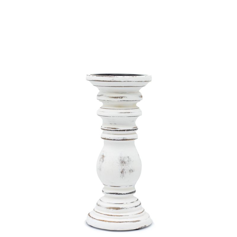 Klassisk Ljushållare - Vittvättad -  23x10cm - Liten