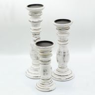 Klassisk Ljushållare - Vittvättad -  23x10cm - Liten