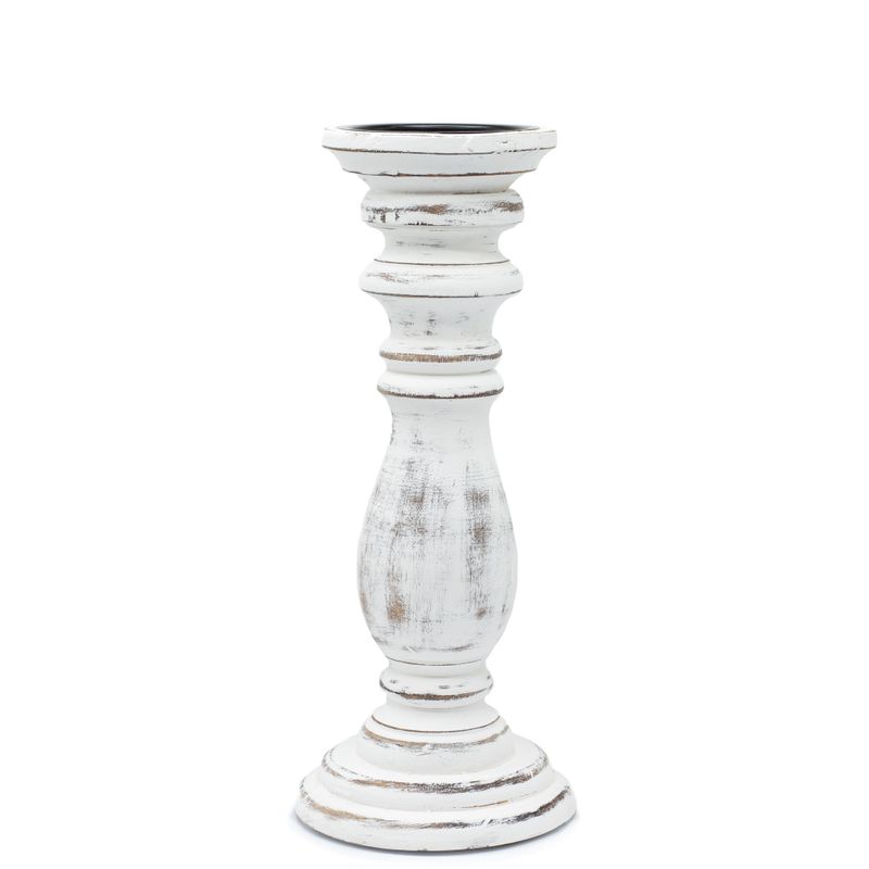 Klassisk Ljushållare - Vittvättad -  30x10cm - Medelstor