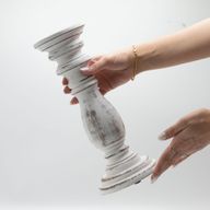 Klassisk Ljushållare - Vittvättad -  30x10cm - Medelstor