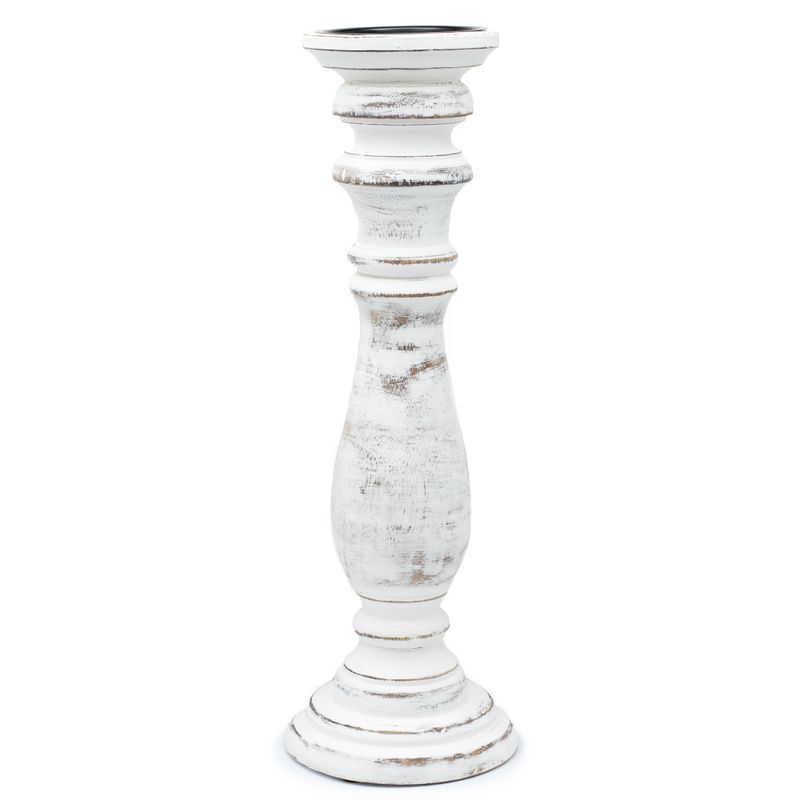 Klassisk Ljushållare - Vittvättad - 37x10cm - Stor