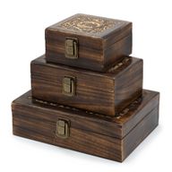 Snidad Telåda av Mangoträ (4 fack)- 15x15x8cm
