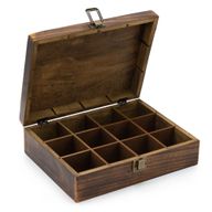 Snidad Telåda av Mangoträ - (12 fack) 30x23x10cm