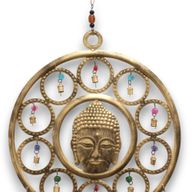 Indiskt Vindspel - Stort Buddha-ansikte 15 Klockor - 36cm