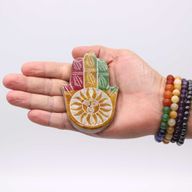 Rökelsehållare Hamsa i Täljsten - Solens Ansikte - 9x6cm