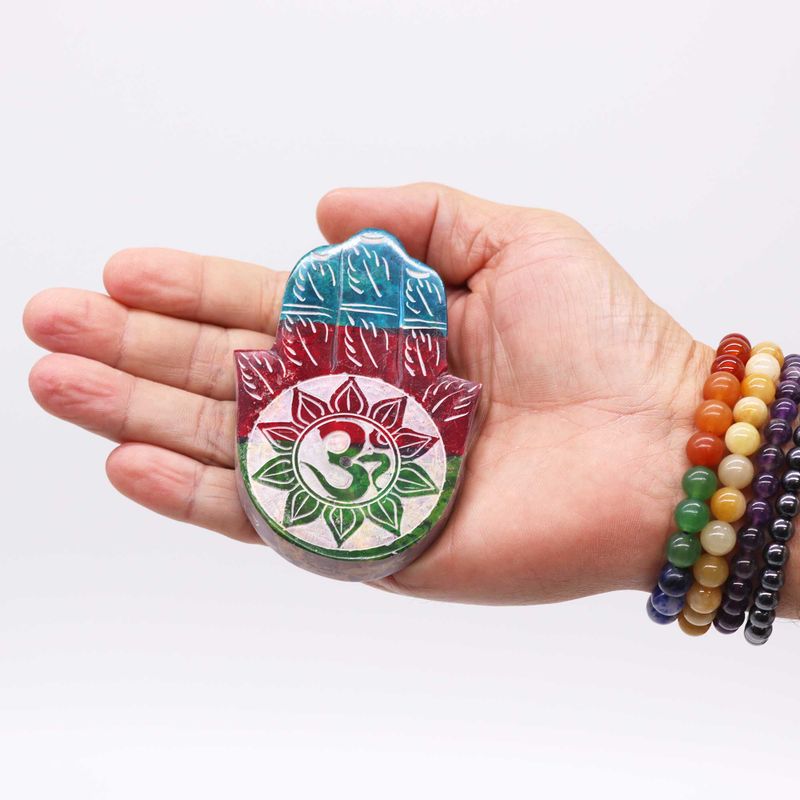 Rökelsehållare Hamsa i Täljsten - OM - 9x6cm