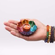 Liten Rökelsehållare Lotusblomma i Täljsten - Chakrafärger - 7.5x2.5cm