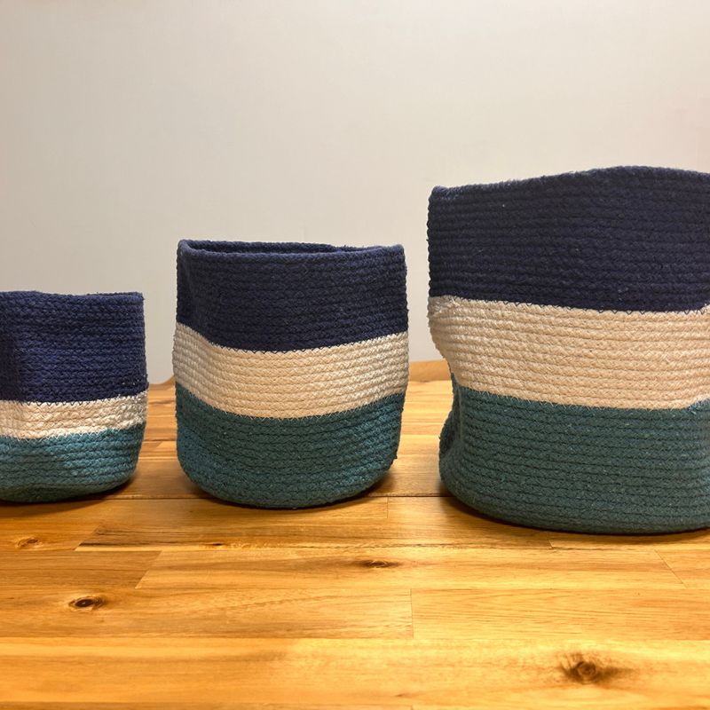 Set med 3 Korgar i Jute Onda Ögat - 15cm / 20cm / 25cm