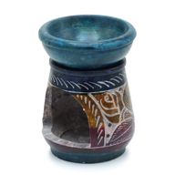 Liten Färgad Oljebrännare av Täljsten 8cm - Blomma