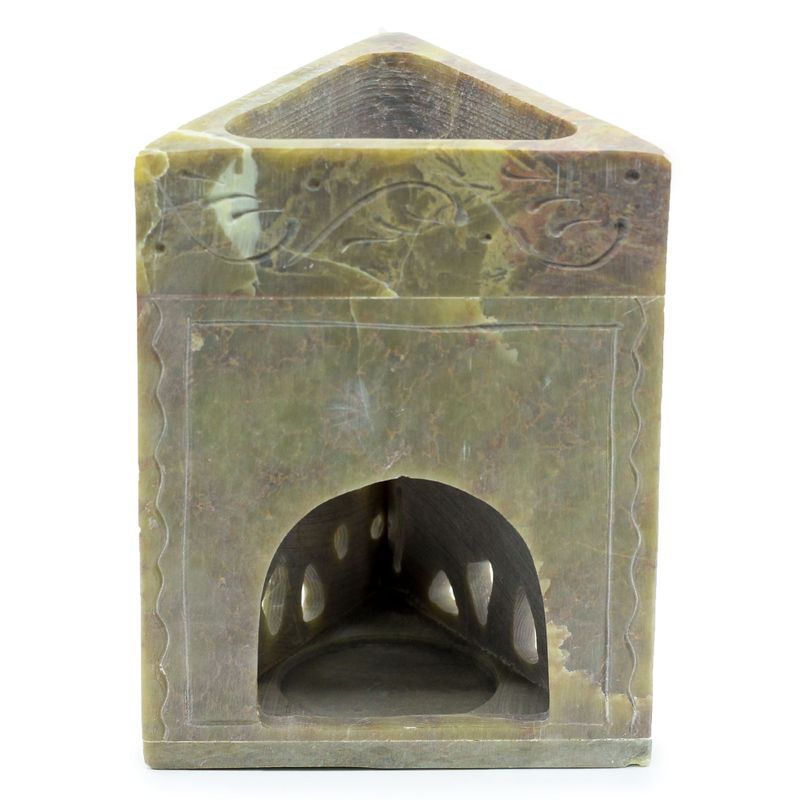 Triangelformad Oljebrännare av Täljsten 11x9cm - Elefant