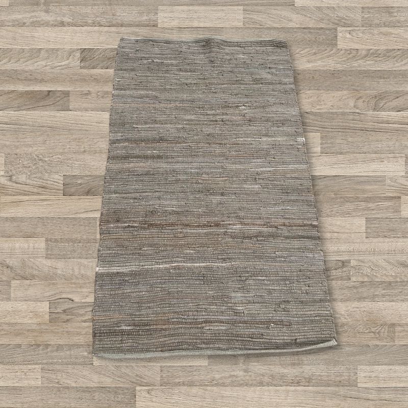 Liten Indisk Handvävd Bomullsmatta - 50x90cm - Kolgrå