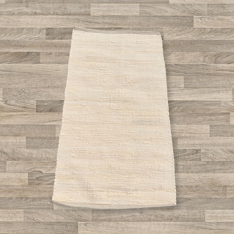 Liten Indisk Handvävd Bomullsmatta - 50x90cm - Gräddvit