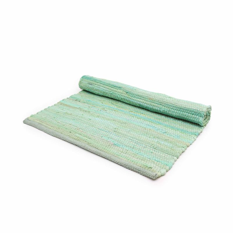 Liten Indisk Handvävd Bomullsmatta - 50x90cm - Aqua