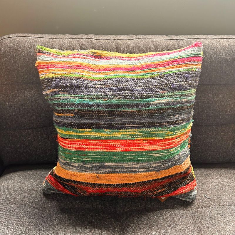Kuddfodral av Återvunnen Trasmatta - 40x40cm - Nyanser av Grön
