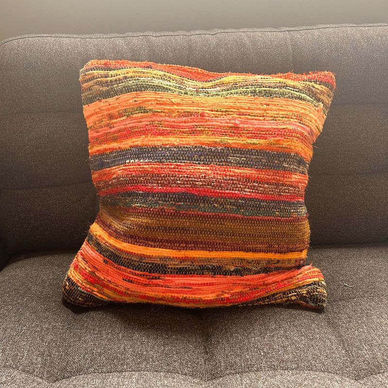 Kuddfodral av Återvunnen Trasmatta - 40x40cm - Nyanser av Orange