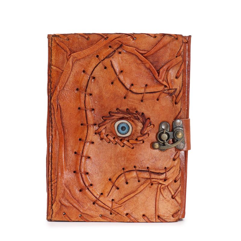 Ljusbrun Anteckningsbok - Onda Ögat - 160 Sidor med Rufsade Kanter - 17x12.5cm
