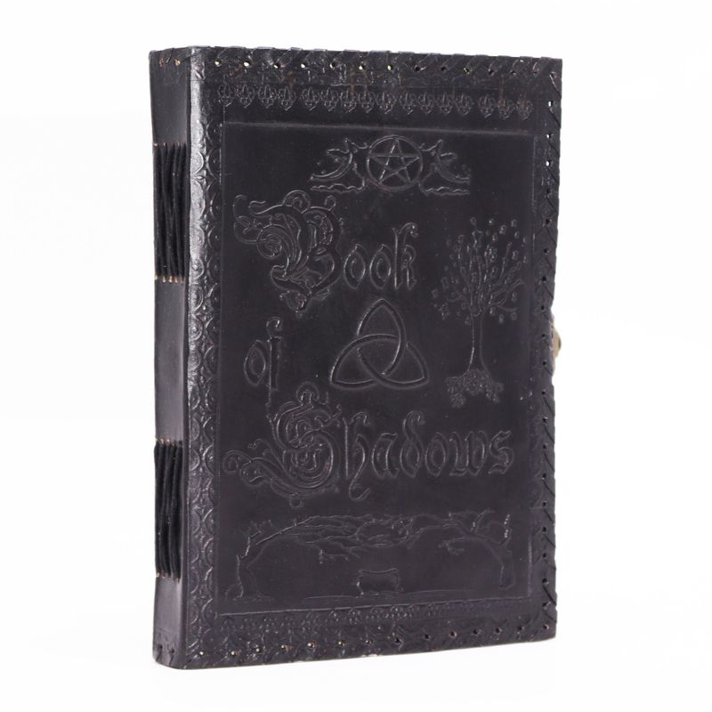 Stor Svart Anteckningsbok - Book of Shadows - 200 Sidor med Rufsade Sidokanter - 25x18x3cm