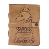 Beige Anteckningsbok - Checkmate - 200 Sidor med Rufsade Sidokanter - 20x15cm