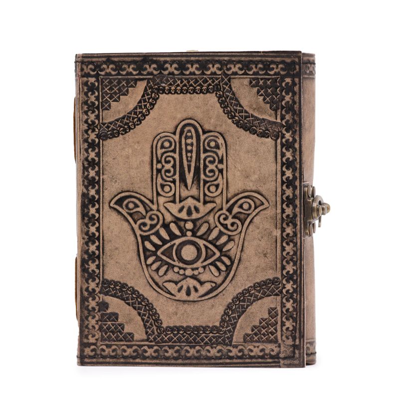 Hamsa - Esoterisk Anteckningsbok - Antikgrå - 200 Sidor - 17.5x12.5x3cm