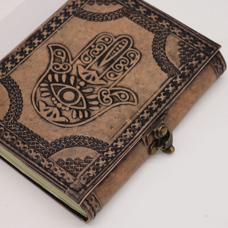 Hamsa - Esoterisk Anteckningsbok - Antikgrå - 200 Sidor - 17.5x12.5x3cm