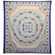 Väggbonad / Strandfilt - Elefant-Mandala - Blåa Nyanser