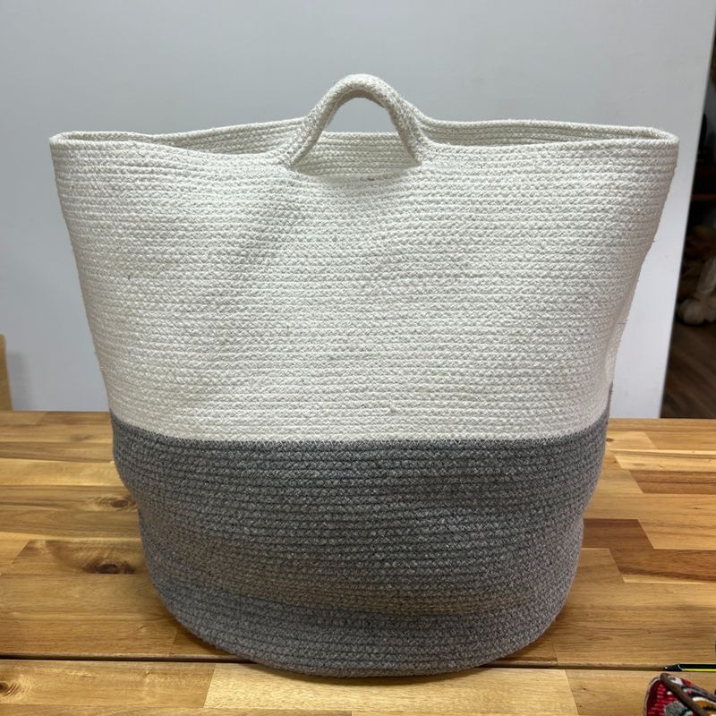 Stor Förvaringskorg av Bomullsrep 45x40cm - Grå