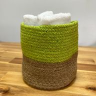 Förvaringskorg i bomulls-/jutrep, liten, 15x15 cm - Pistachio