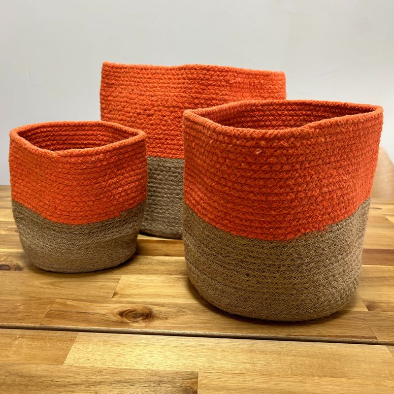 Bomull/Juterep Förvaringskorg Stor 25x25 cm orange