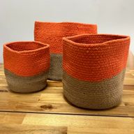 Bomull/Juterep Förvaringskorg Stor 25x25 cm orange