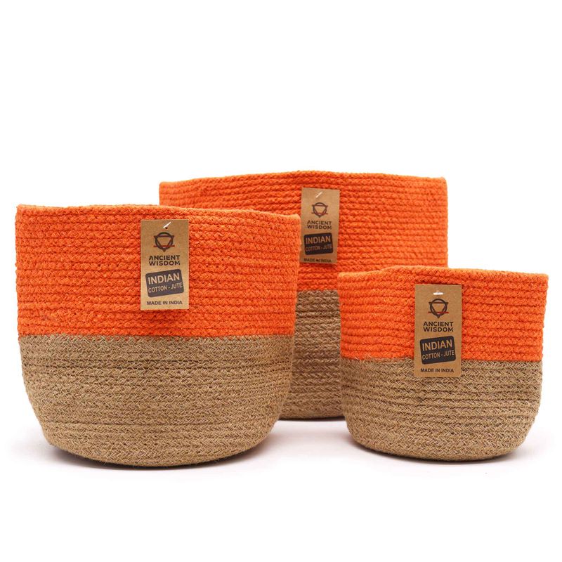 Bomull/Juterep Förvaringskorg Stor 25x25 cm orange