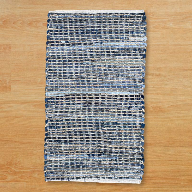 Medelstor Matta i Jute och Återvunnen Bomull - 90x150cm - Blå
