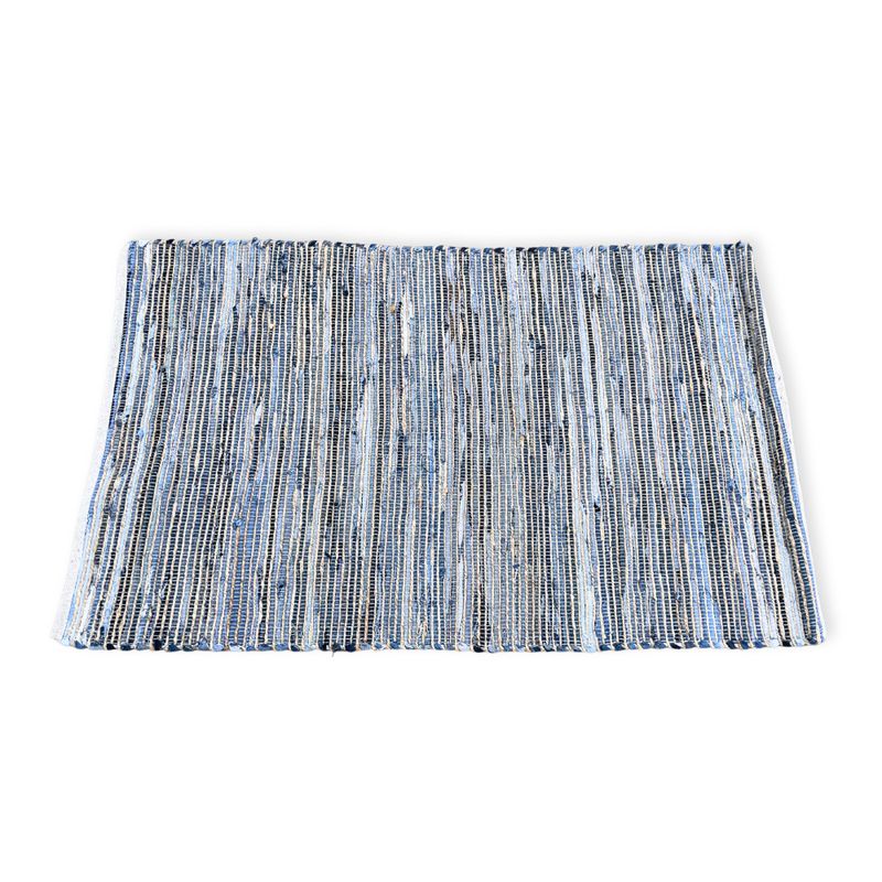 Stor Matta i Jute och Återvunnen Bomull - 130x170cm - Blå