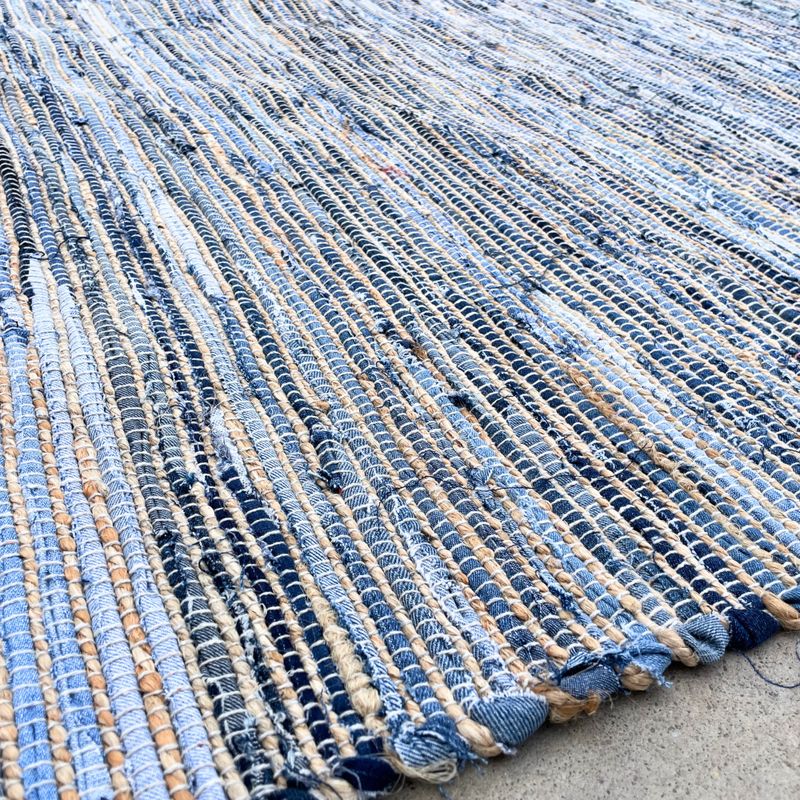 Stor Matta i Jute och Återvunnen Bomull - 130x170cm - Blå