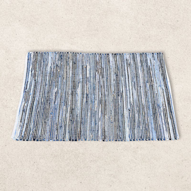 Stor Matta i Jute och Återvunnen Bomull - 130x170cm - Blå