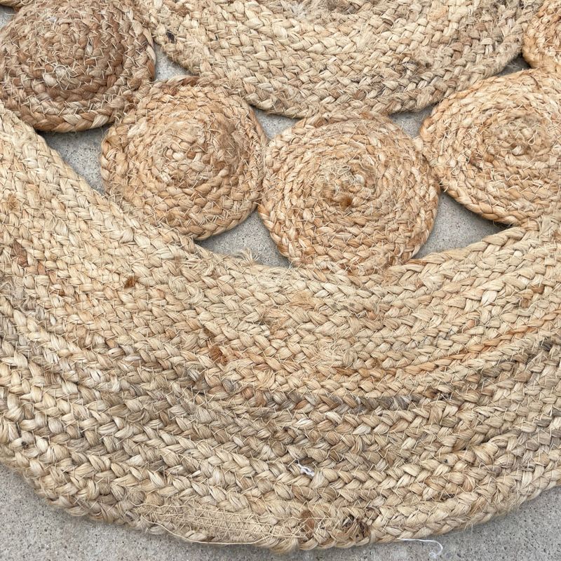 Rund Matta i Mjuk Jute med Små Cirklar - 90cm