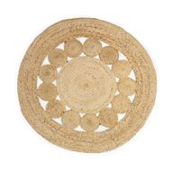 Rund Matta i Mjuk Jute med Små Cirklar - 90cm