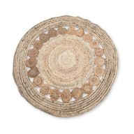 Stor Rund Matta i Mjuk Jute med Små Cirklar - 120cm