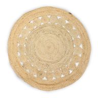 Stor Rund Matta i Mjuk Jute med Små Cirklar - 120cm