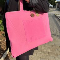 Stor Vändbar Väska i Jute & Bomull - Rosa