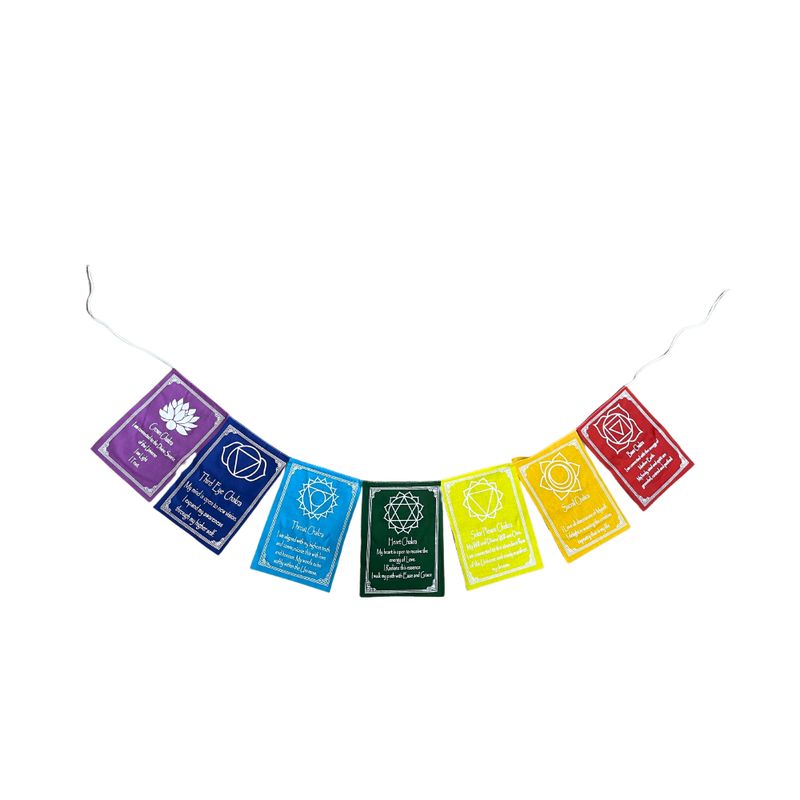 Sju Chakra-Färger & Mantra - Medelstora (7 Flaggor)