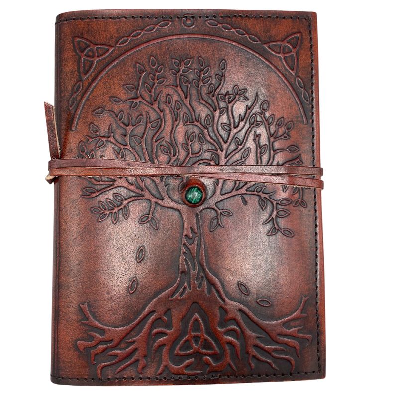 Liten Anteckningsbok med Livets Träd - Snöre & Stendekor - 18x13x2cm - 160 Sidor