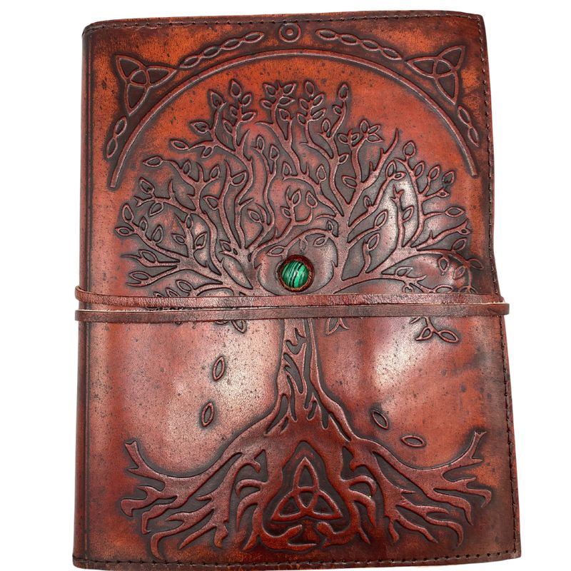 Stor Anteckningsbok med Livets Träd - Snöre & Stendekor - 20x16x2cm - 160 SIdor