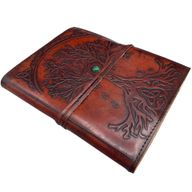 Stor Anteckningsbok med Livets Träd - Snöre & Stendekor - 20x16x2cm - 160 SIdor