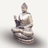 Stor Buddhastaty i Antik Guld - Undervisande på Lotus - 2m