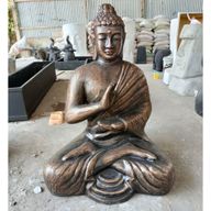 Stor Buddhastaty i Antik Guld - Meditation i Stupa - 1.5m