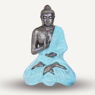 Stor Buddhastaty i Turkos & Sten - Meditation i Stupa - 1.5m