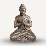 Medelstor Buddhastaty i Antik Guld - Bön - 1.2m