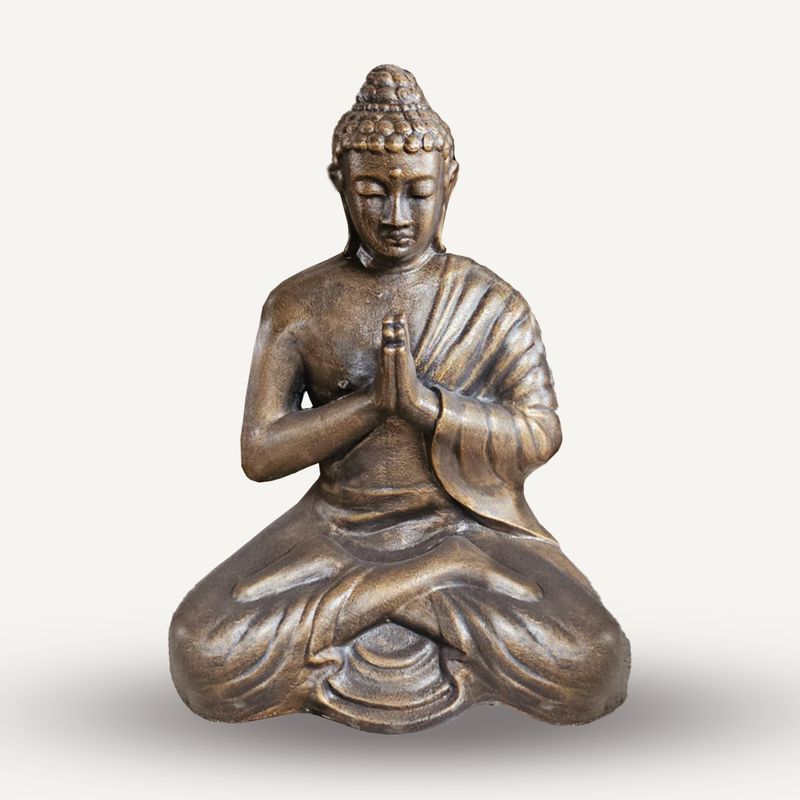 Medelstor Buddhastaty i Antik Guld - Bön - 1.2m